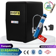 Evora 13 Aşamalı 8 LT Çelik Tanklı Pompalı  Multimineralli Su Arıtma Cihazı Premium Seri