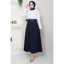 Hafsa Mina Kemerli Mevlana Etek Lacivert HM2370