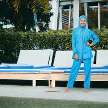 Shopiolog Uzun Kollu Düz Tam Tesettür Mayo