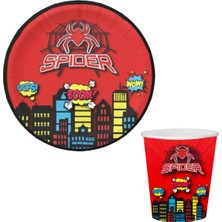 Kidspartim Örümcek Temalı Karton Tabak Bardak 8 Li