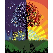 Womb Hobby Ay Güneş Döngü Sayılarla Boyama Seti 50X65 cm Tuvale Gerili