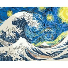 Womb Hobby Kanagawa Dalgası ve Yıldızlı Geceler  Sayılarla Boyama Seti 50X65 cm Tuvale Gerili