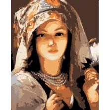 Womb Hobby Türk Kızı Sayılarla Boyama Seti 40X50 cm (Tuvale Gerili)