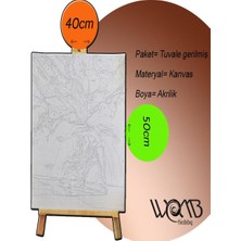 Womb Hobby Su Değirmeni Sayılarla Boyama SETI(40X50 cm Tuval Şasesine Gerili)