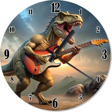 Tablomega Elektro Gitar Çalan Dinazor Akarlı Duvar Saati