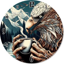 Tablomega Kahve Içen Kartal Baskılı Duvar Saati