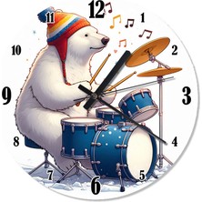 Tablomega Bateri Çalan Kutup Sevimli Ayısı Analog Duvar Saati