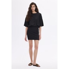 Sherin Beli Büzgülü Vatkalı Mini Elbise