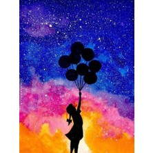 Womb Hobby Uçan Balonlar Sayılarla Boyama Seti 40X50 cm (Tuvale Gerili)