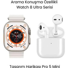 Sanal Ticaretiniz Watch 8 Ultra Akıllı Saat ve Air Pro 5 Mini Bluetooth Kulaklık