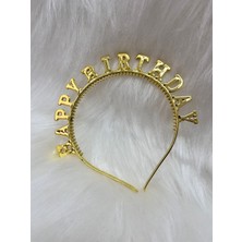 Kidspartim Happy Bırthday Gold Plastik Parlak Taç