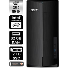 Acer Aspire TC1760 Intel Core I3 12100 32GB 2tb SSD W11P DT.BHUEM.004 Masaüstü Bilgisayar & Per4 USB Bellek DTBHUEM004P429