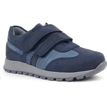 Rakerplus Hakiki Deri Cırtlı Lacivert Mavi Çocuk Spor Okul Ayakkabı