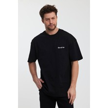 All Wear Style Hong Kong Baskılı Oversize Kesim Unisex Siyah Tshirt