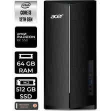 Acer Aspire TC1760 Intel Core I3 12100 64GB 512GB SSD RX550/4GB Fdos DT.BHUEM.004 Masaüstü Bilgisayar & Per4 USB Bellek DTBHUEM004P347