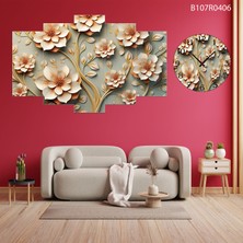 A2ZTR 5 Parçalı Dekoratif Ahşap Duvar Tablosu ve Saati 60X124 cm