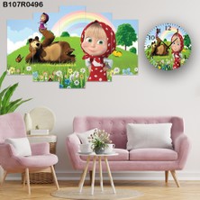 A2ZTR 5 Parçalı Dekoratif Ahşap Duvar Tablosu ve Saati 60X124 cm