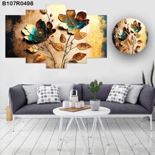 A2ZTR 5 Parçalı Dekoratif Ahşap Duvar Tablosu ve Saati 60X124 cm