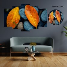 A2ZTR 5 Parçalı Dekoratif Ahşap Duvar Tablosu ve Saati 60X124 cm