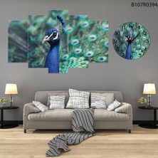 A2ZTR 5 Parçalı Dekoratif Ahşap Duvar Tablosu ve Saati 60X124 cm