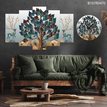 A2ZTR 5 Parçalı Dekoratif Ahşap Duvar Tablosu ve Saati 60X124 cm