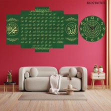 A2ZTR 5 Parçalı Dekoratif Ahşap Duvar Tablosu ve Saati 60X124 cm