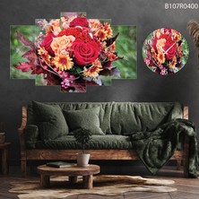 A2ZTR 5 Parçalı Dekoratif Ahşap Duvar Tablosu ve Saati 60X124 cm