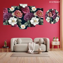 A2ZTR 5 Parçalı Dekoratif Ahşap Duvar Tablosu ve Saati 60X124 cm