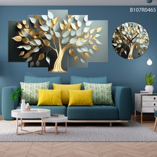 A2ZTR 5 Parçalı Dekoratif Ahşap Duvar Tablosu ve Saati 60X124 cm