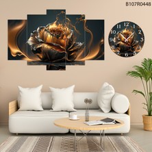 A2ZTR 5 Parçalı Dekoratif Ahşap Duvar Tablosu ve Saati 60X124 cm