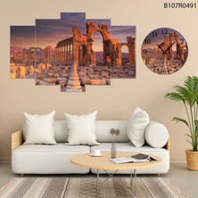 A2ZTR 5 Parçalı Dekoratif Ahşap Duvar Tablosu ve Saati 60X124 cm