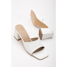 Dilimler Ayakkabı Hasır ve Düz Tekbant Beyaz Kadın Topuklu Terlik