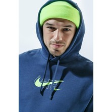Nike Air Sportswear Clup Hoodie Blue Standart Fit Kesim Lacivert Erkek Swatshrit