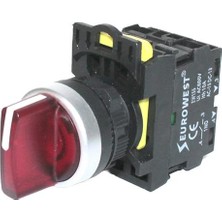 EUROWEST Ew-55-02Xsl 2Nc Kırmızı Led Işıklı Kalıcı Mandal Buton (220V)