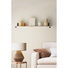 Mebu Home 90X20 Cm, Tekli  Beyaz Uçan Raf, Bohem Duvar Rafı,25 mm Kalınlığında Suntalam Raf , L Demirli
