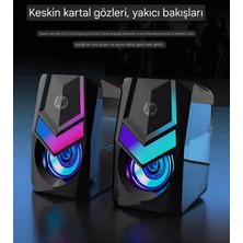 HP DHE-6000 6W 2.0 Rgb Aydınlatmalı Multimedya Hoparlör (3,5mm Jack+Usb) (Ramwhite Türkiye Garantili)