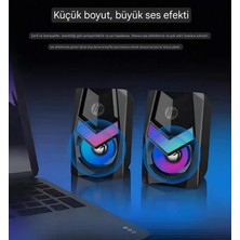 HP DHE-6000 6W 2.0 Rgb Aydınlatmalı Multimedya Hoparlör (3,5mm Jack+Usb) (Ramwhite Türkiye Garantili)