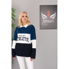 Wonmex Kiabi Polo Yaka Şardonlu Kumaş Sweatshirt