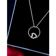 Alaja Silver Silvari Kalpli Beyaz Taşlı Tasarım 925 Ayar Gümüş Kolye