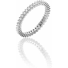 Söğütlü Silver Gümüş Tek Sıra Zirkon Taşlı Tamtur Yüzük 925 Ayar Rodyumlu Gümüş