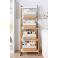 E-Decor Bambu Katlanabilir Dekoratif Sepet Organizer Banyo ve Mutfak Dolap Içi Düzenleyici 4lü Sepet