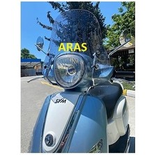 Aras Moto Sym Fiddle Ön Siperlik Camı Açık Füme Saydam Uzun Tip 42CM ,bağlantı Aparatlı -Arasmoto