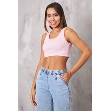 The Champ Clothing The Champ Geniş Yaka Pembe Kadın Crop Top