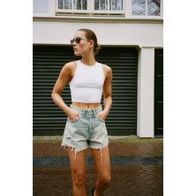 The Champ Clothing The Champ Halter Yaka Beyaz Kadın Crop Top