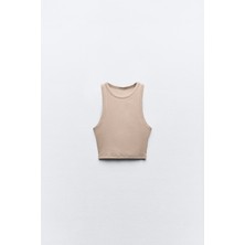 The Champ Clothing The Champ Halter Yaka Bej Kadın Crop Top