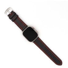 North's Nature Apple Watch Uyumlu Deri Kordon Ultra Siyah Hakiki Deri Klasik saat kordonu