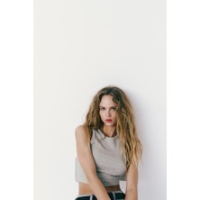 The Champ Clothing The Champ Halter Yaka Gri Melanj Kadın Crop Top