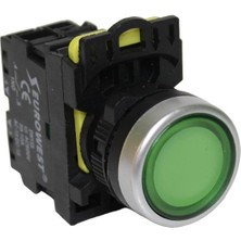 EUROWEST Ew-55-10L 1No Yaylı Led Işıklı Butonu (Yeşil)