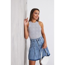 The Champ Clothing The Champ Halter Yaka Gri Melanj Kadın Top