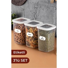 Magev Plastik Foly Etiketli Kare Erzak Saklama Kabı 3'lü Set